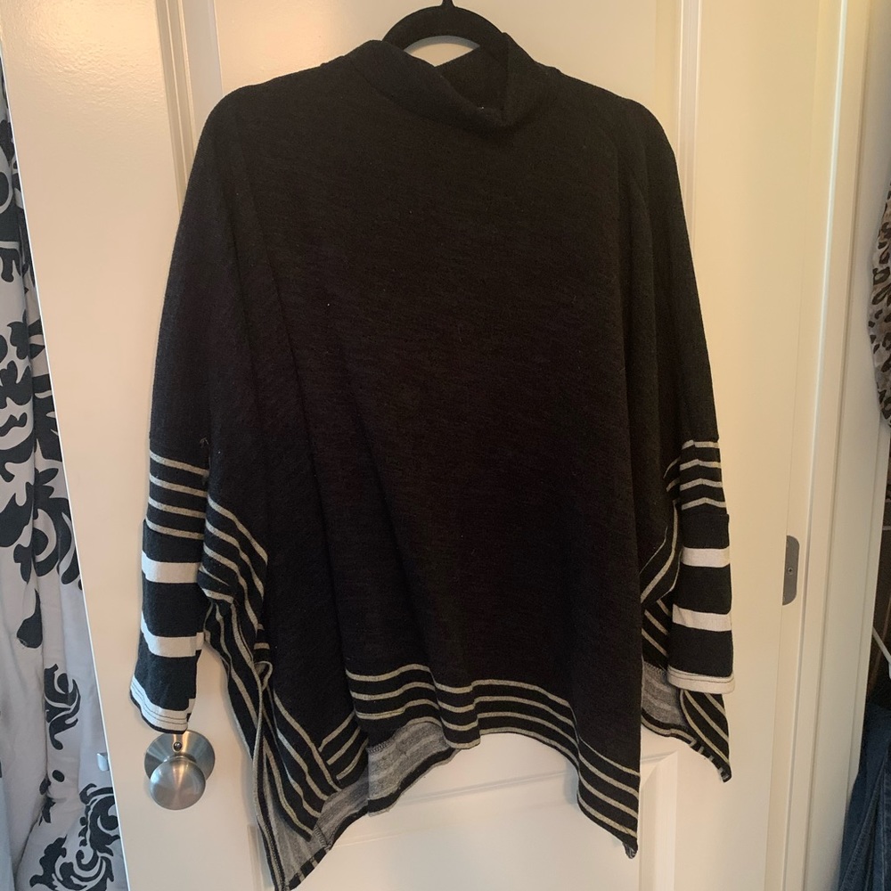 Black Striped Poncho